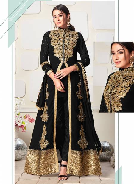 Black Colour SENHORA NAM SHABANA Koti concept Faux Georgette with embroidery work Festive Wear Salwar Suit Collection 8001